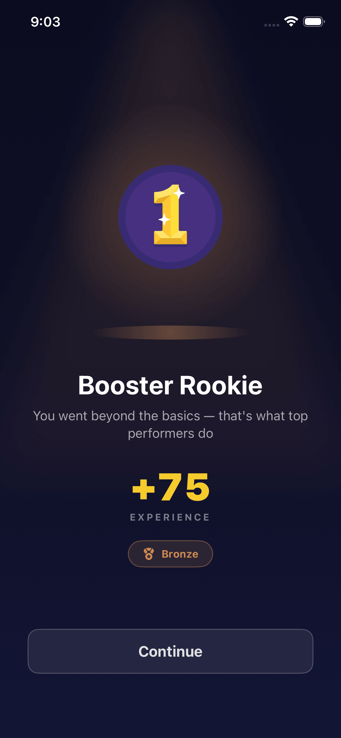GapFix — achievement earned: Booster Rookie, +75 XP