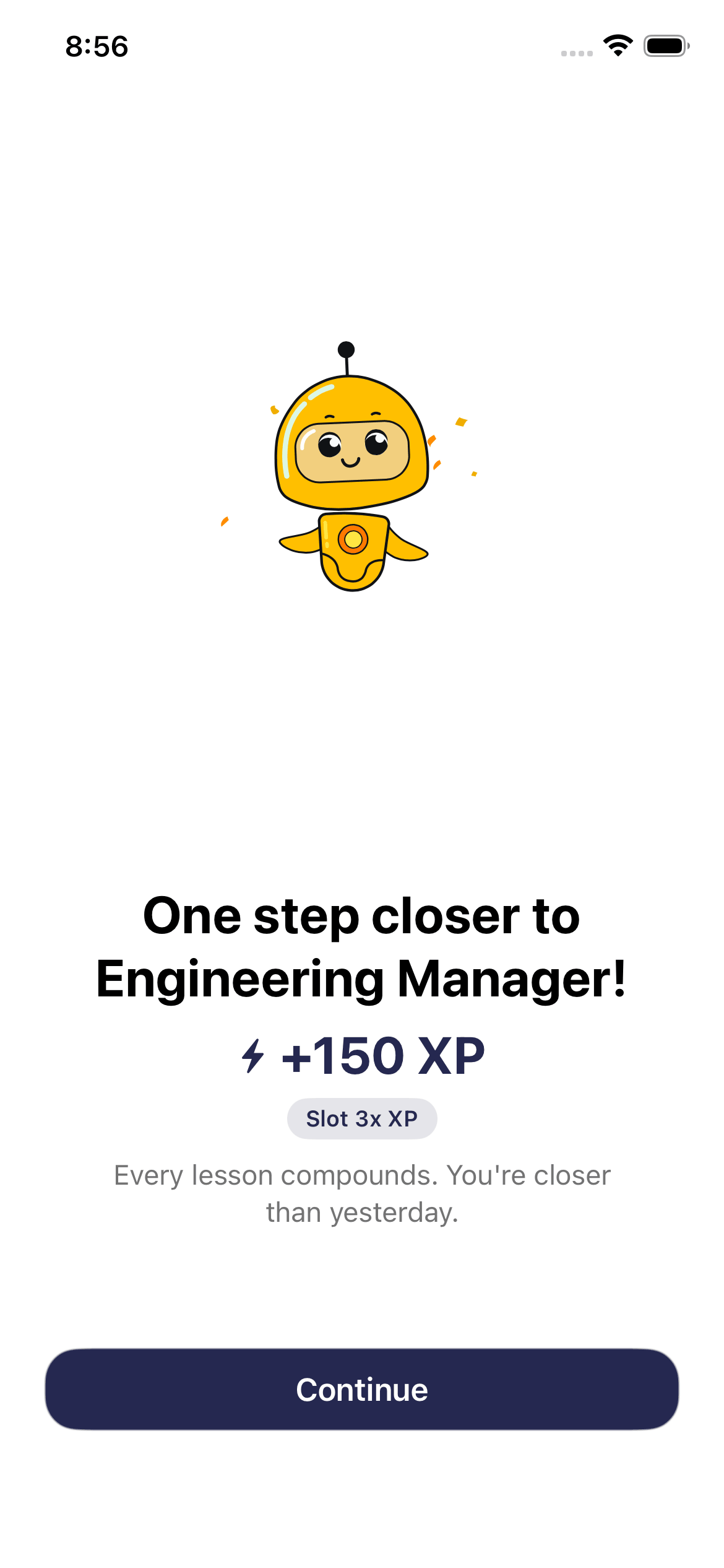 GapFix — lesson complete: +150 XP with Gappy
