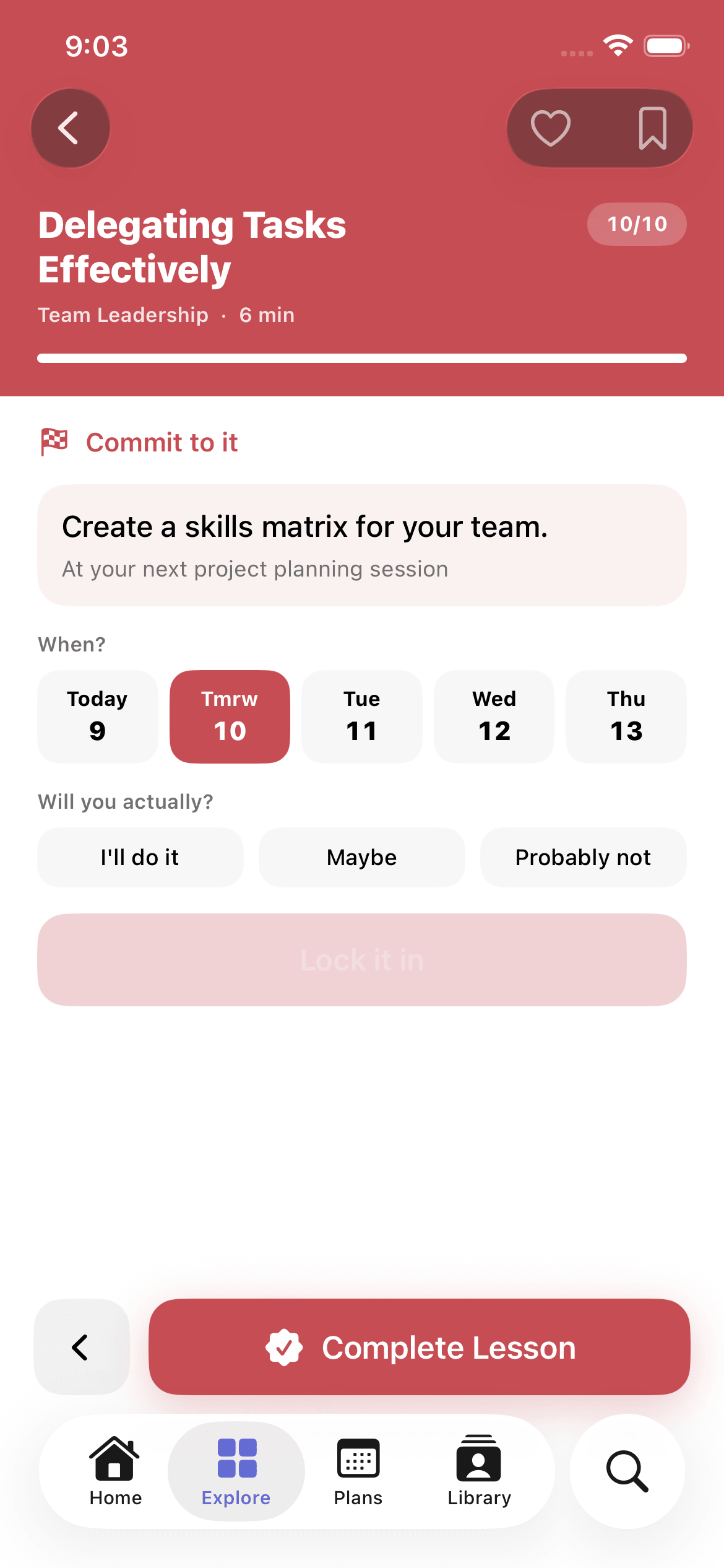 GapFix — commit to one real action, pick the day
