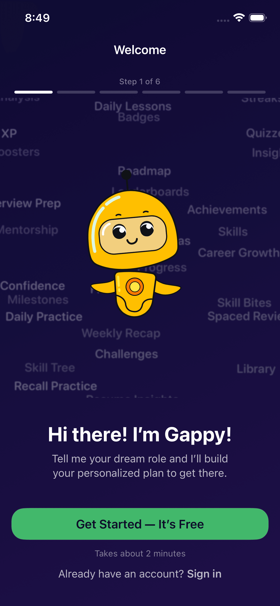 GapFix — meet Gappy: onboarding takes about 2 minutes